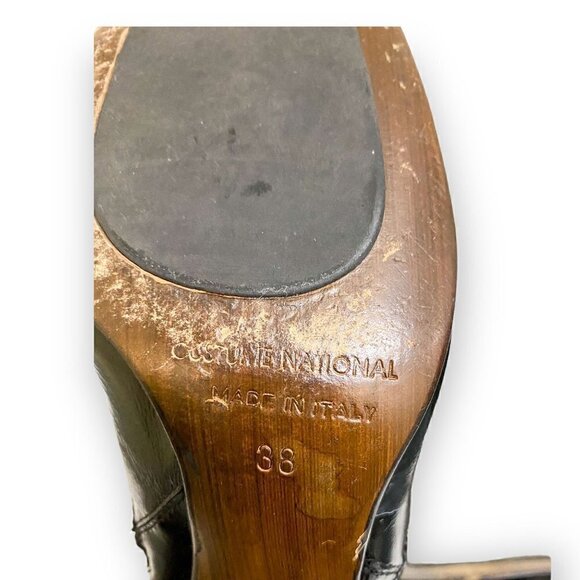 Vintage Costume National Black Crinkled Patent Leather  Double Zip Booties, 38EU - Picture 9 of 12